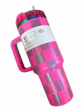 Quencher H2.0 Tumbler Travel Mug - Hot Pink Checker